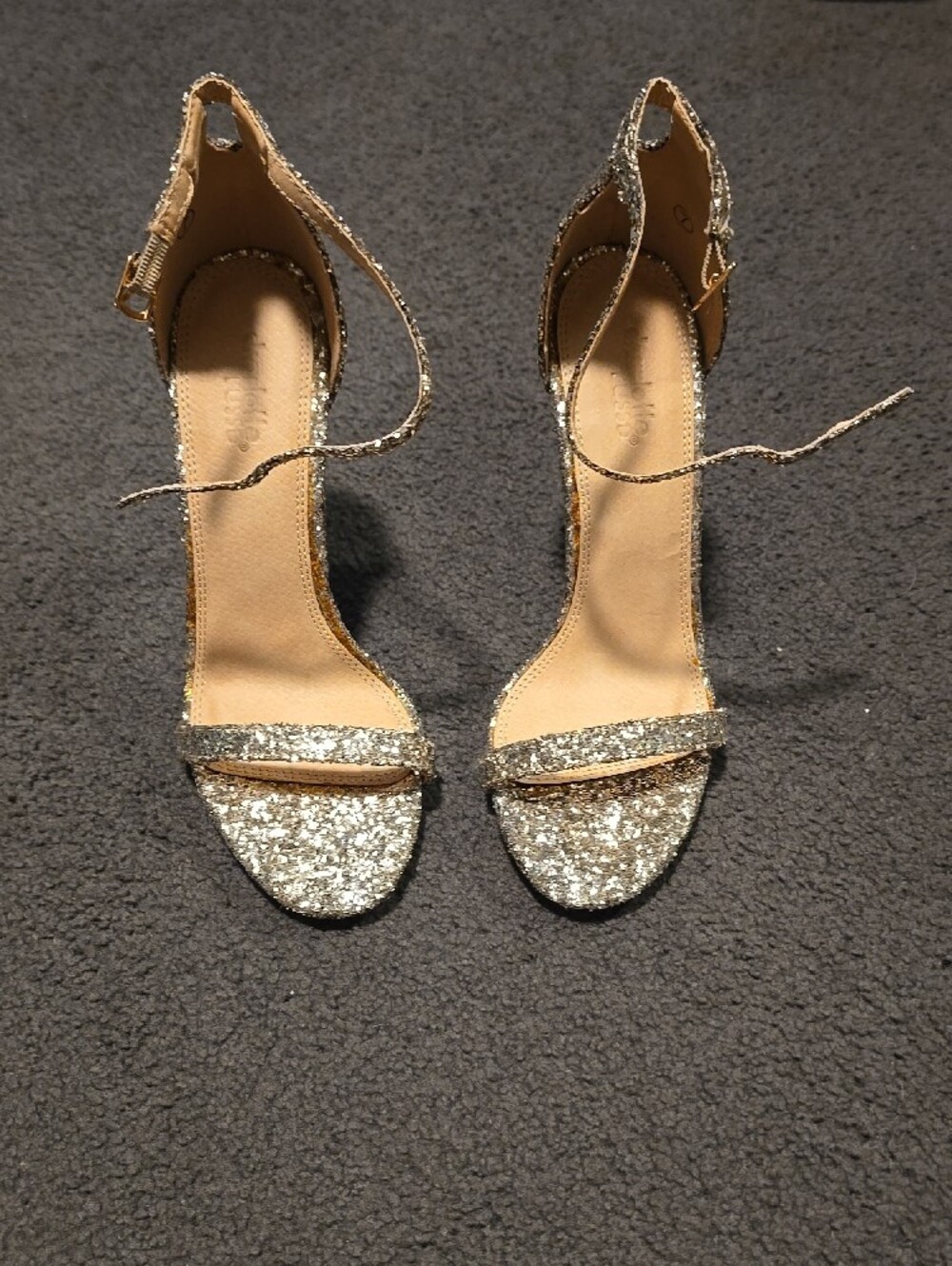 Gold Glitter Ankle-Strap High Heel Sandals - Picture 4 of 8